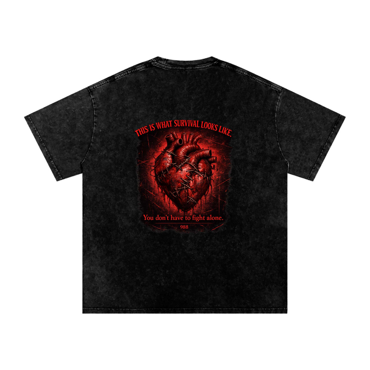 “STILL HERE” Oversized Snow Washed Cotton T-Shirt